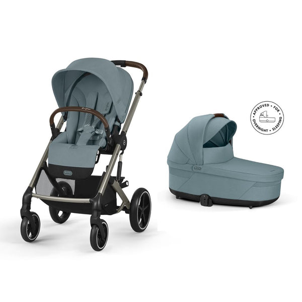 Cybex Balios Stormy Blue Stroller & Carrycot Bundle (Inc Raincovers)