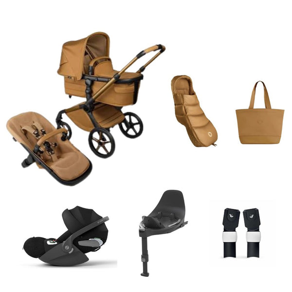 Bugaboo Fox 5 Noir Limited Edition Bundle - Amber Glow & Cybex Cloud T & Base T